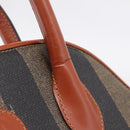 FENDI Pecan Canvas Hand Bag PVC 2way Black Brown Auth ka6634V-9