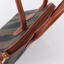 FENDI Pecan Canvas Hand Bag PVC 2way Black Brown Auth ka6634V-6