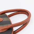 FENDI Pecan Canvas Hand Bag PVC 2way Black Brown Auth ka6634V-14