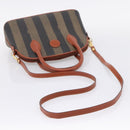 FENDI Pecan Canvas Hand Bag PVC 2way Black Brown Auth ka6634V-8