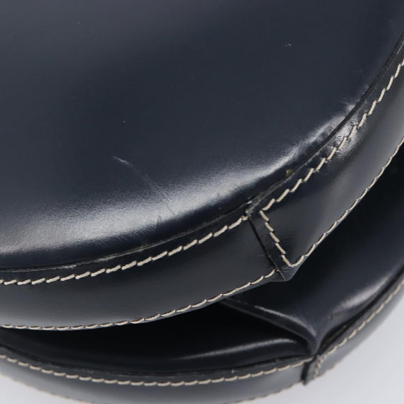LOEWE Hand Bag Leather Navy Gold Auth ka6635A