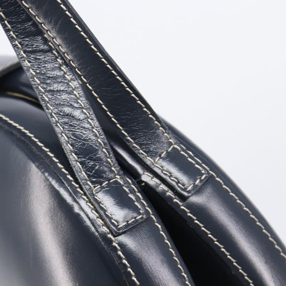 LOEWE Hand Bag Leather Navy Gold Auth ka6635A