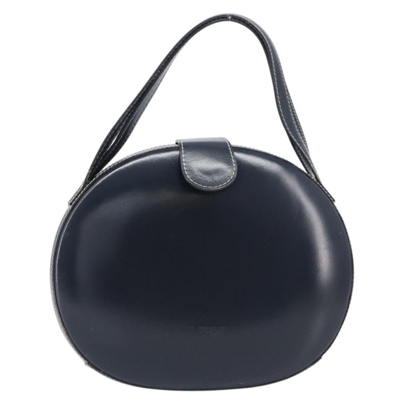 LOEWE Hand Bag Leather Navy Gold Auth ka6635A