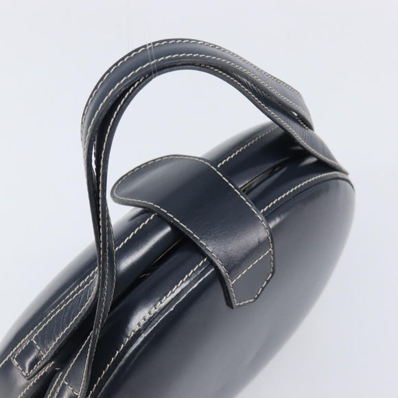 LOEWE Hand Bag Leather Navy Gold Auth ka6635A