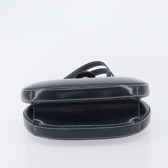 LOEWE Hand Bag Leather Navy Gold Auth ka6635A