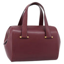 Cartier Must Line Boston Bag Leather Bordeaux Gold Auth ka6637-1