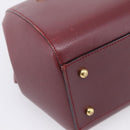 Cartier Must Line Boston Bag Leather Bordeaux Gold Auth ka6637-15