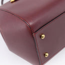 Cartier Must Line Boston Bag Leather Bordeaux Gold Auth ka6637-9