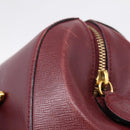 Cartier Must Line Boston Bag Leather Bordeaux Gold Auth ka6637-10