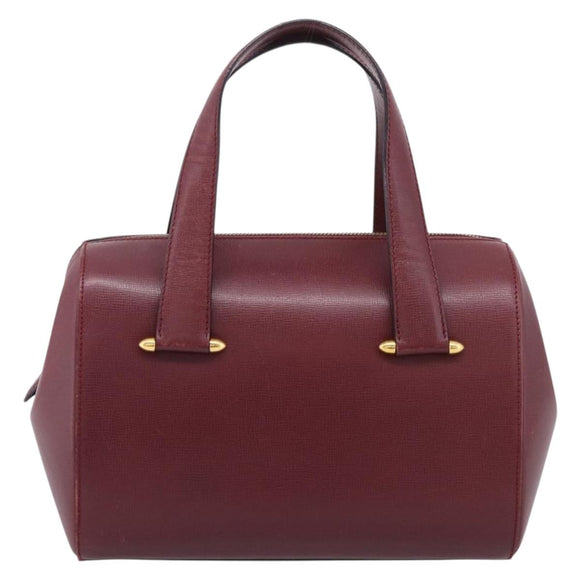 Cartier Must Line Boston Bag Leather Bordeaux Gold Auth ka6637