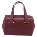 Cartier Must Line Boston Bag Leather Bordeaux Gold Auth ka6637-2