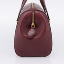 Cartier Must Line Boston Bag Leather Bordeaux Gold Auth ka6637-3