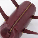 Cartier Must Line Boston Bag Leather Bordeaux Gold Auth ka6637-6
