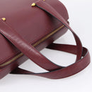 Cartier Must Line Boston Bag Leather Bordeaux Gold Auth ka6637-7