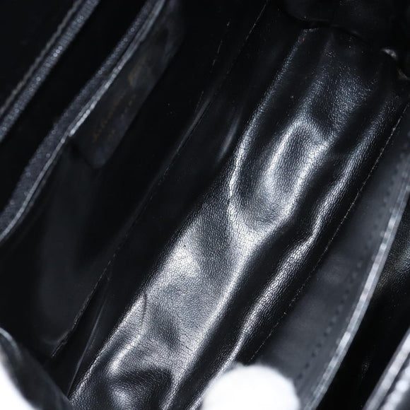 Salvatore Ferragamo Gancini Hand Bag Leather 2way Black Gold Auth ka663V