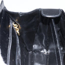 Salvatore Ferragamo Gancini Hand Bag Leather 2way Black Gold Auth ka663V-19