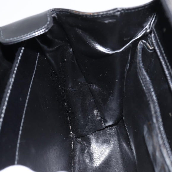 Salvatore Ferragamo Gancini Hand Bag Leather 2way Black Gold Auth ka663V