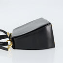 Salvatore Ferragamo Gancini Hand Bag Leather 2way Black Gold Auth ka663V-5