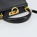 Salvatore Ferragamo Gancini Hand Bag Leather 2way Black Gold Auth ka663V-7