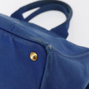 PRADA Canapa MM Hand Bag Canvas Blue Gold Auth ka664-11