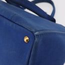 PRADA Canapa MM Hand Bag Canvas Blue Gold Auth ka664-13