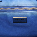 PRADA Canapa MM Hand Bag Canvas Blue Gold Auth ka664-15