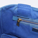 PRADA Canapa MM Hand Bag Canvas Blue Gold Auth ka664-19