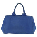 PRADA Canapa MM Hand Bag Canvas Blue Gold Auth ka664-3