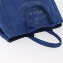 PRADA Canapa MM Hand Bag Canvas Blue Gold Auth ka664-6
