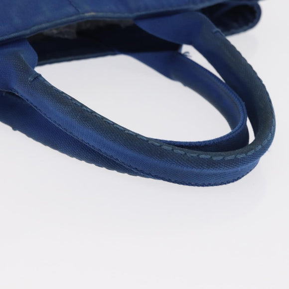 PRADA Canapa MM Hand Bag Canvas Blue Gold Auth ka664