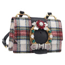 Miu Miu Bijoux Shoulder Bag Wool Red Gold Auth ka6640V-1