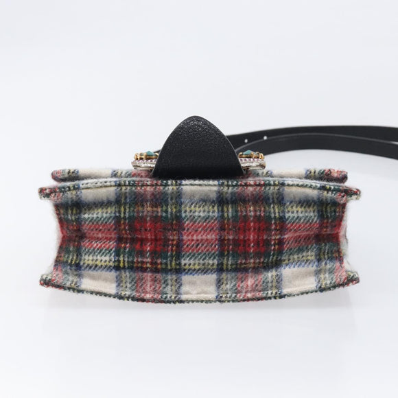 Miu Miu Bijoux Shoulder Bag Wool Red Gold Auth ka6640V