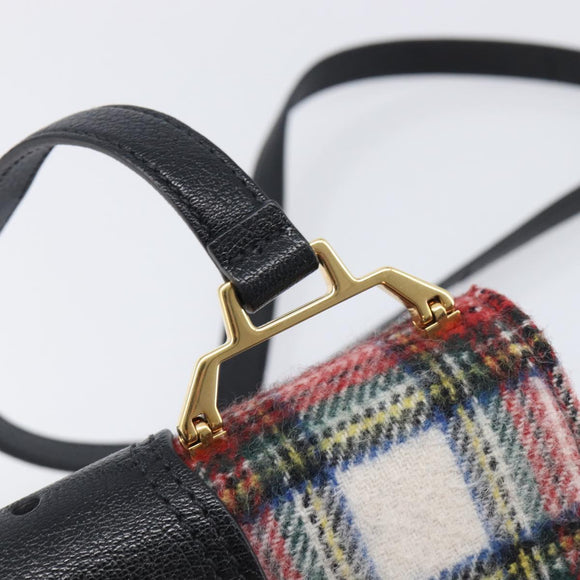 Miu Miu Bijoux Shoulder Bag Wool Red Gold Auth ka6640V
