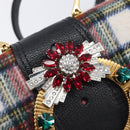 Miu Miu Bijoux Shoulder Bag Wool Red Gold Auth ka6640V-17