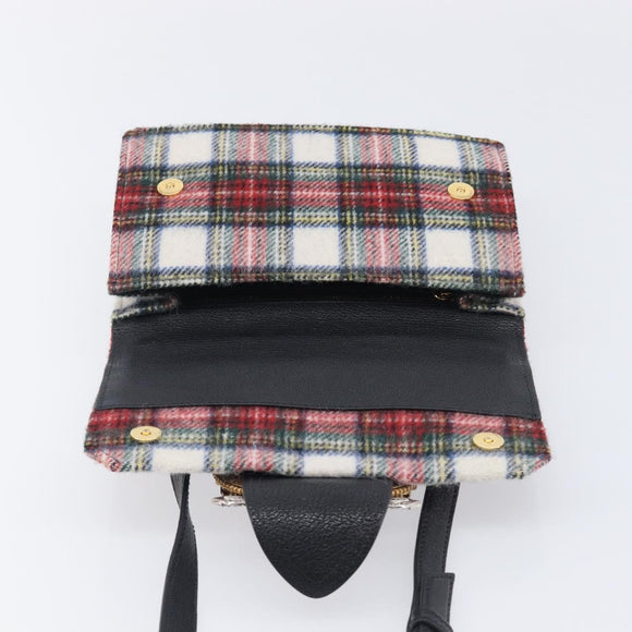 Miu Miu Bijoux Shoulder Bag Wool Red Gold Auth ka6640V