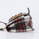 Miu Miu Bijoux Shoulder Bag Wool Red Gold Auth ka6640V-5