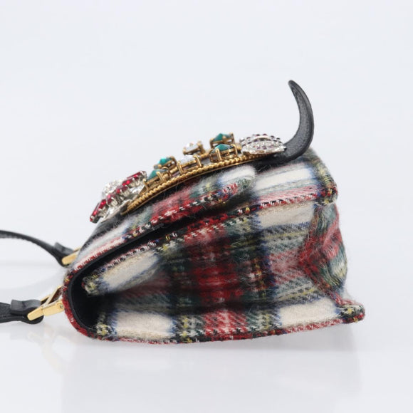 Miu Miu Bijoux Shoulder Bag Wool Red Gold Auth ka6640V