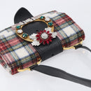Miu Miu Bijoux Shoulder Bag Wool Red Gold Auth ka6640V-6