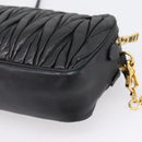 Miu Miu Matelasse Shoulder Bag Leather Black Gold Auth ka6641-15