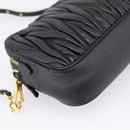 Miu Miu Matelasse Shoulder Bag Leather Black Gold Auth ka6641-16