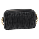 Miu Miu Matelasse Shoulder Bag Leather Black Gold Auth ka6641-2