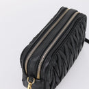 Miu Miu Matelasse Shoulder Bag Leather Black Gold Auth ka6641-6