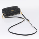 Miu Miu Matelasse Shoulder Bag Leather Black Gold Auth ka6641-7