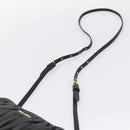 Miu Miu Matelasse Shoulder Bag Leather Black Gold Auth ka6641-8