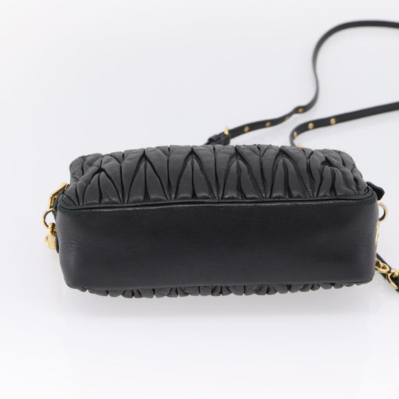 Miu Miu Matelasse Shoulder Bag Leather Black Gold Auth ka6641