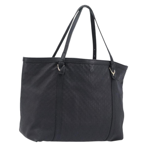 GUCCI Micro GG Canvas Guccissima Tote Bag Leather Black Gold 449647 Auth ka6642