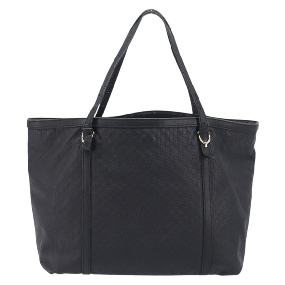 GUCCI Micro GG Canvas Guccissima Tote Bag Leather Black Gold 449647 Auth ka6642