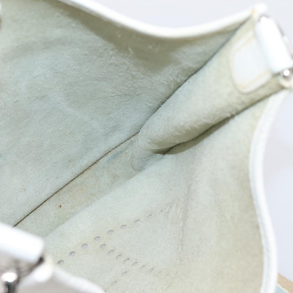 HERMES Evelyn 1GM Shoulder Bag Togo White Silver Auth ka6646V