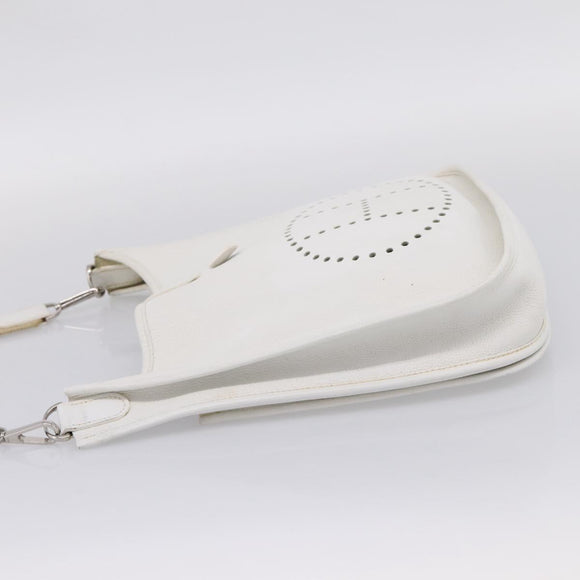HERMES Evelyn 1GM Shoulder Bag Togo White Silver Auth ka6646V