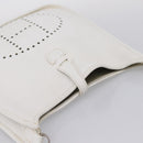 HERMES Evelyn 1GM Shoulder Bag Togo White Silver Auth ka6646V-6